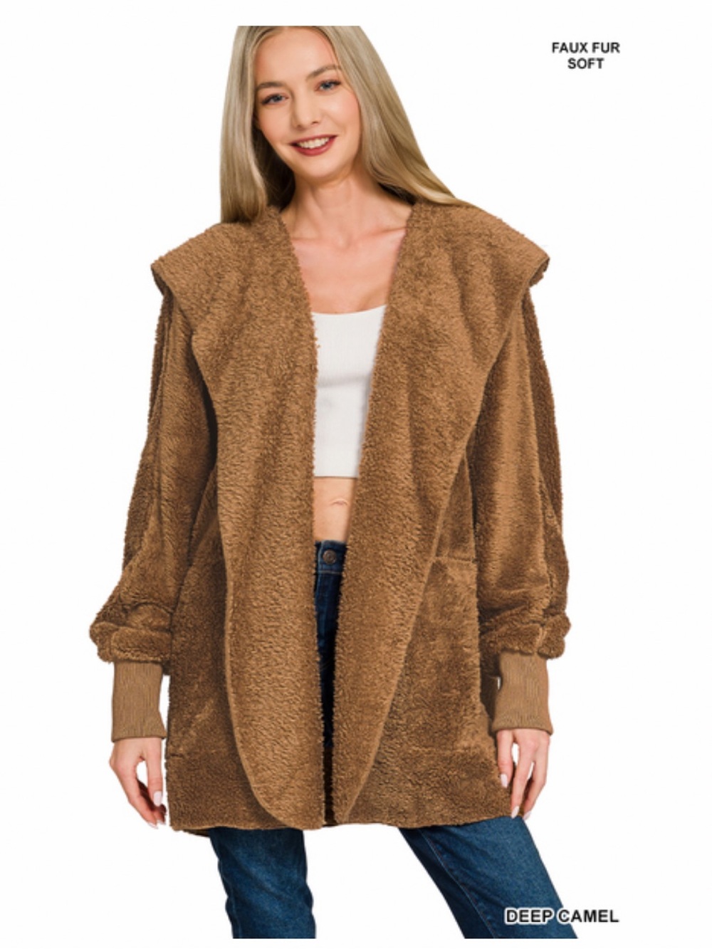 7 ❤️ HOODED FAUX FUR JACKET
WITH POCKETS
